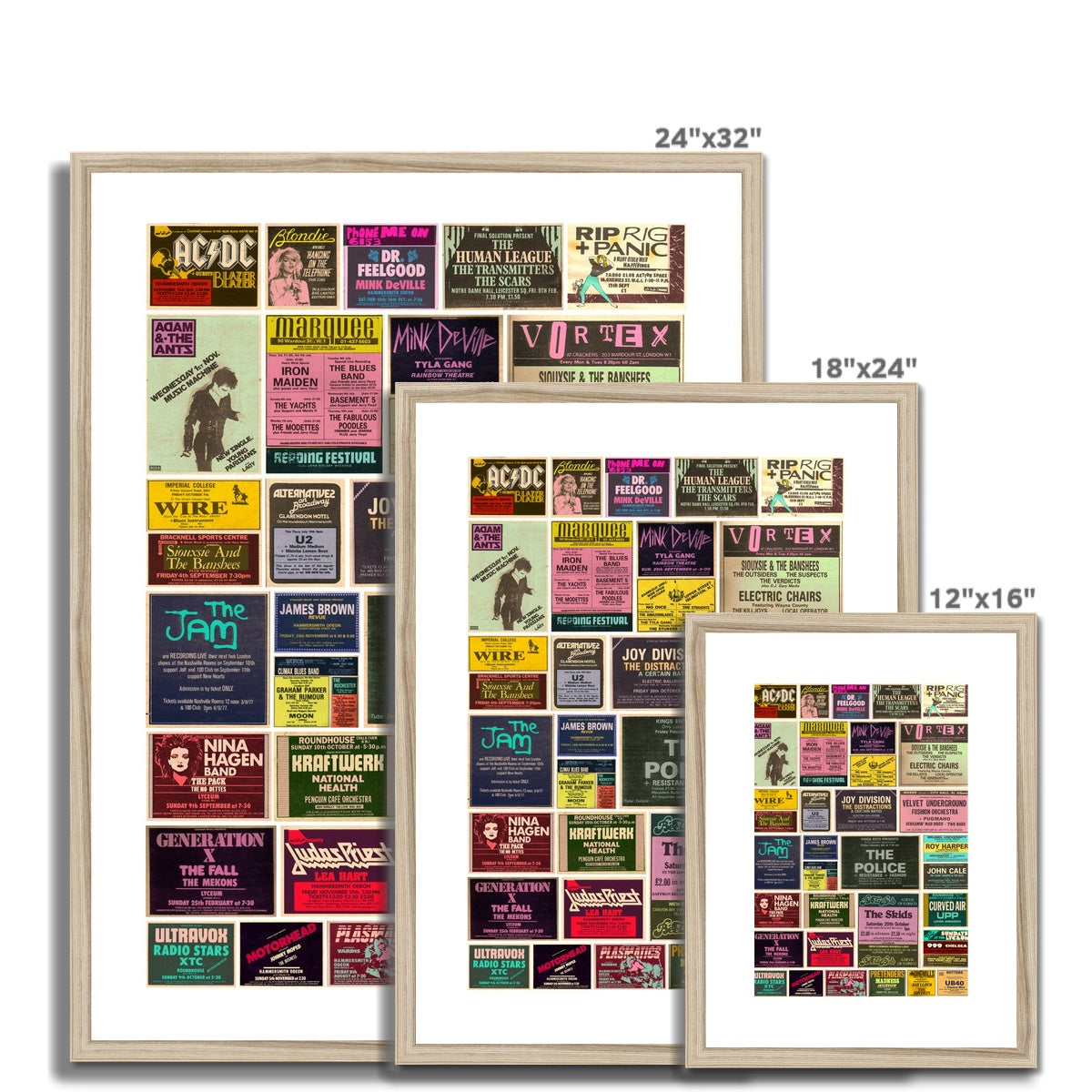 Gig ads from the 70s Framed & Mounted Print