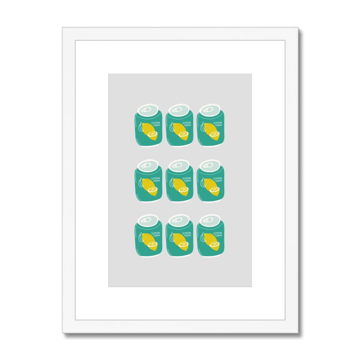Lemon Soda Cans Framed & Mounted Print