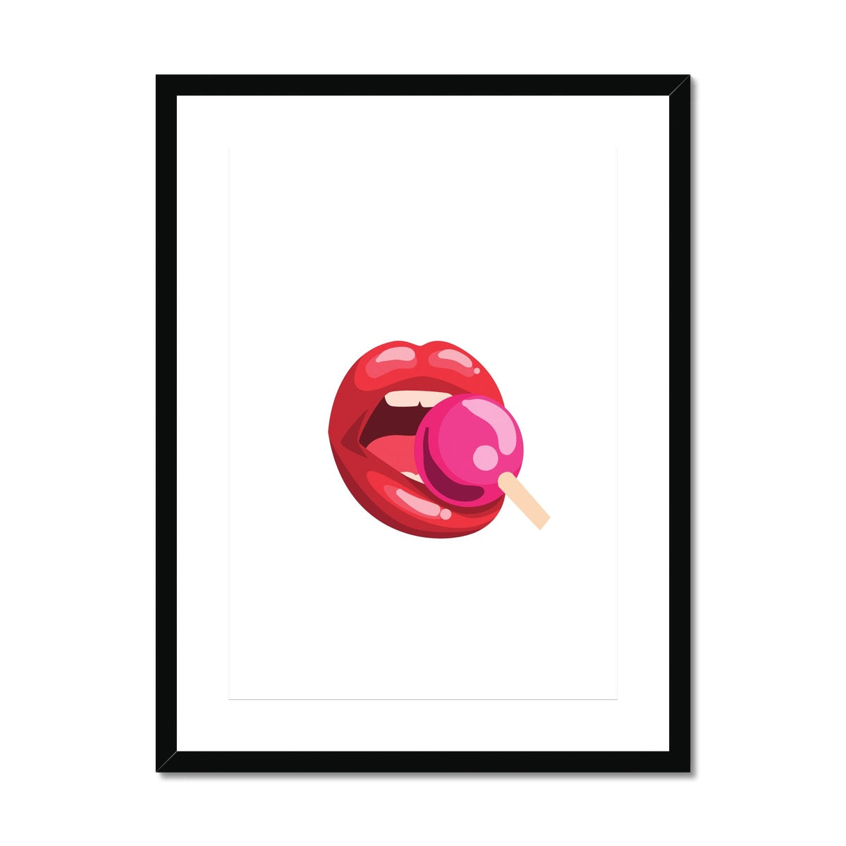 Lollipop Lips White Framed & Mounted Print