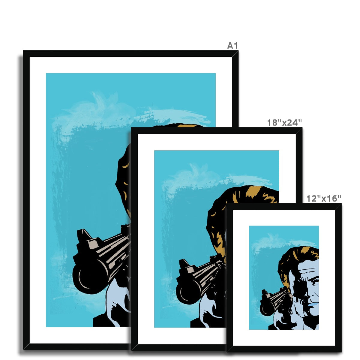 Dirty Harry Blue Framed & Mounted Print