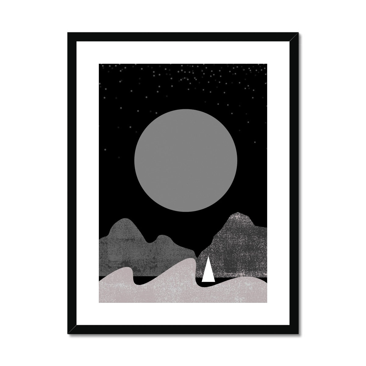 Moon & Yacht Framed & Mounted Print