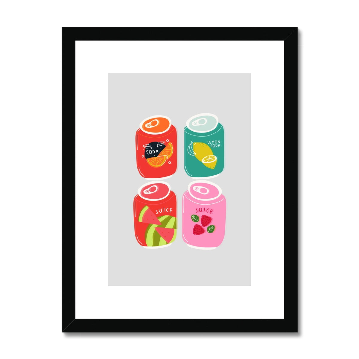 Soda Cans Collection Framed & Mounted Print