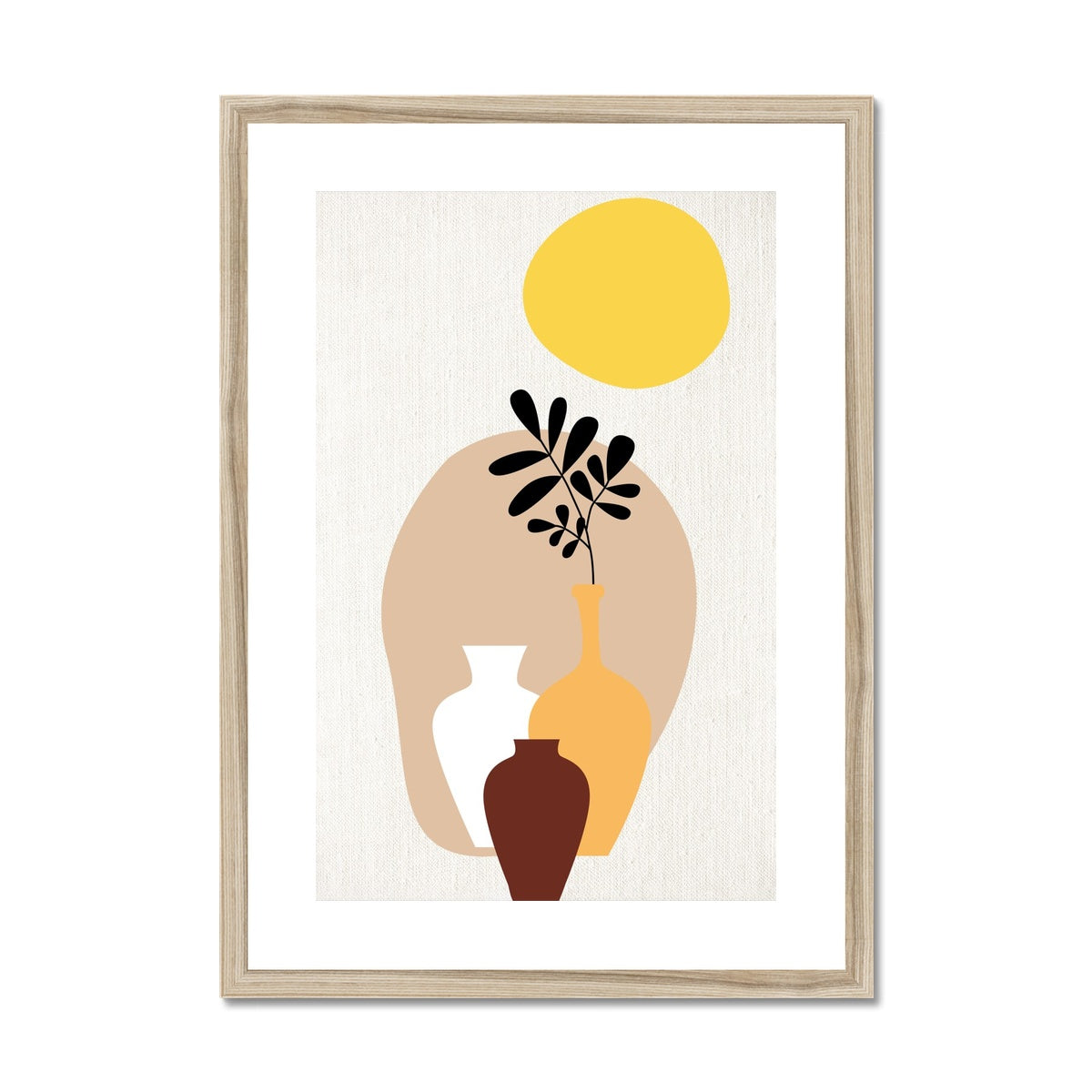 Vases and Sun Framed & Mounted Print