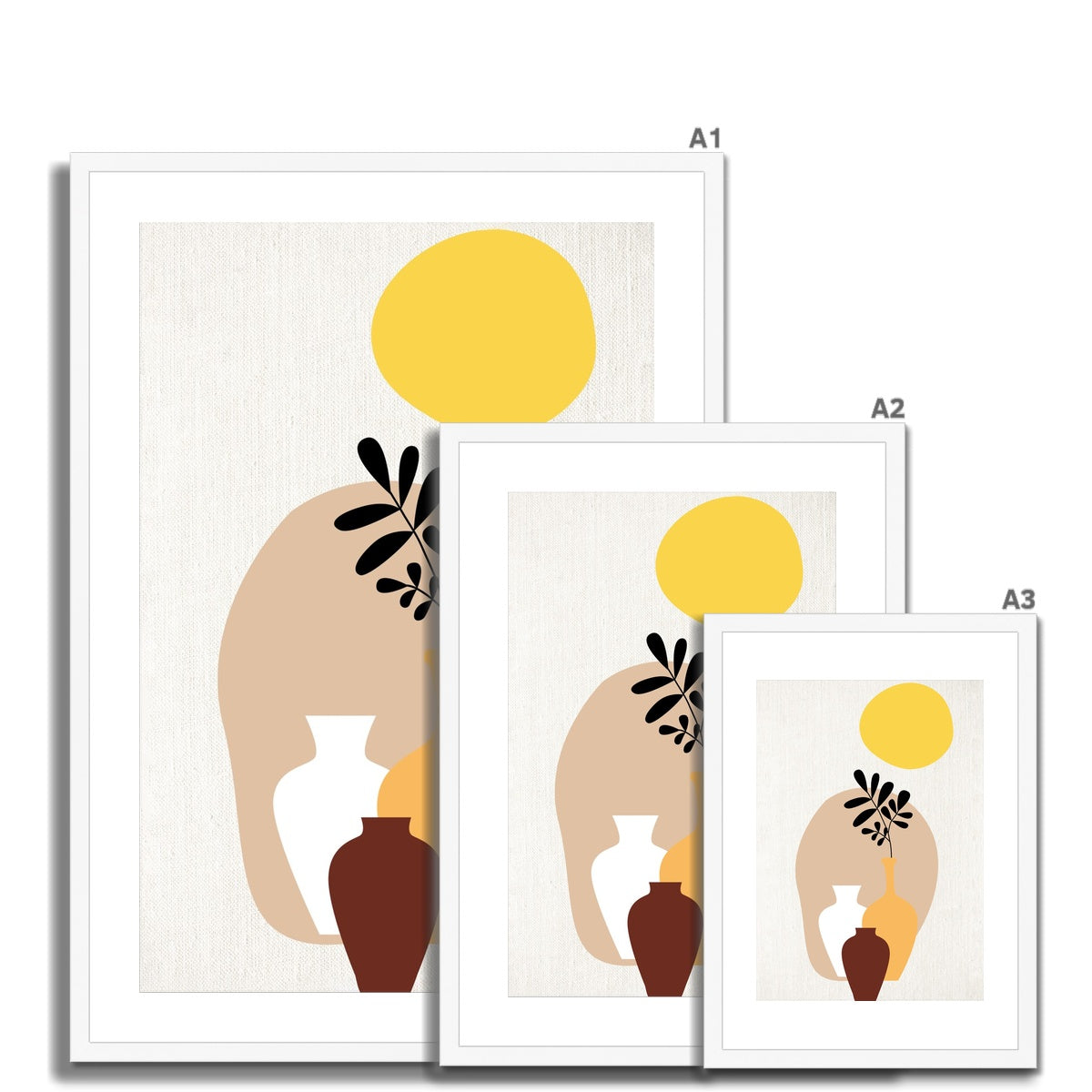Vases and Sun Framed & Mounted Print