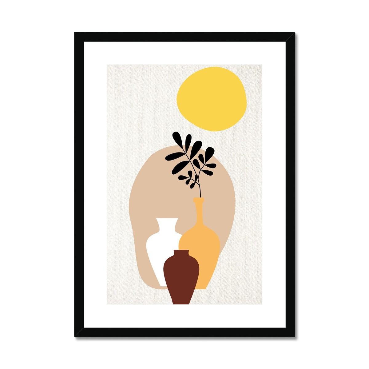 Vases and Sun Framed & Mounted Print