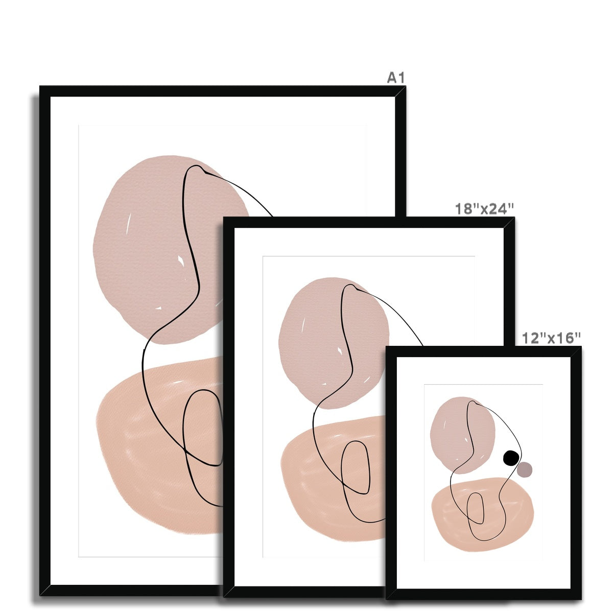 Soft Abstract Shapes Beige Framed & Mounted Print
