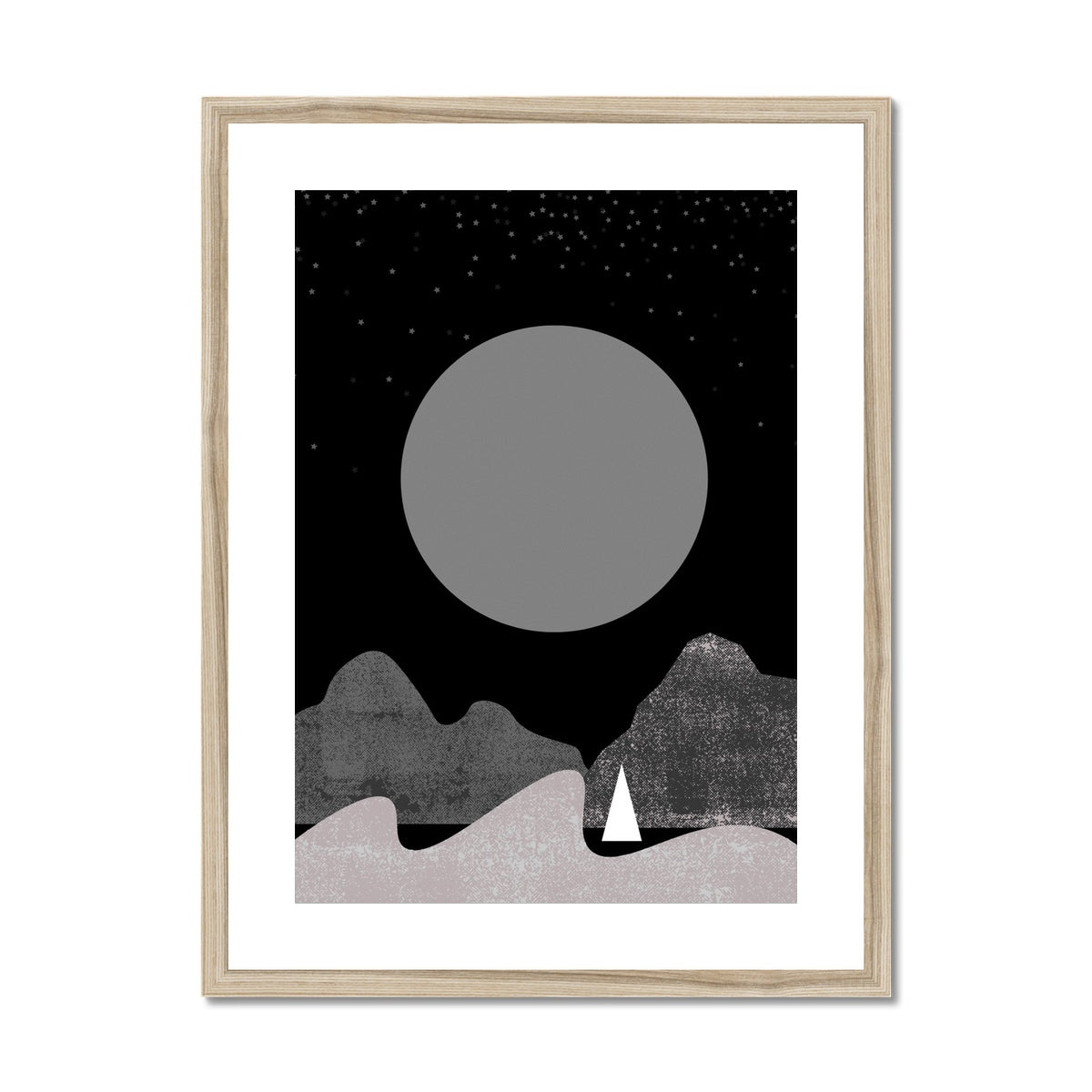 Moon & Yacht Framed & Mounted Print