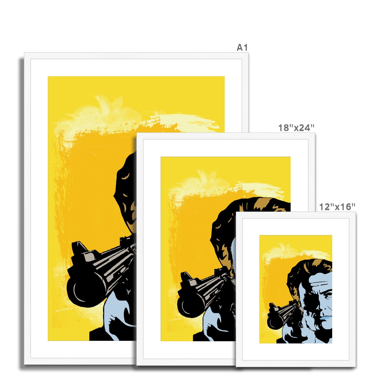 Dirty Harry Yellow Framed & Mounted Print