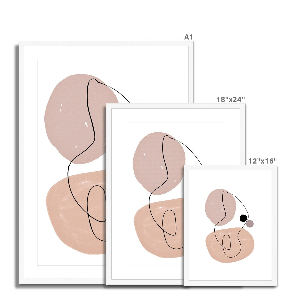 Soft Abstract Shapes Beige Framed & Mounted Print