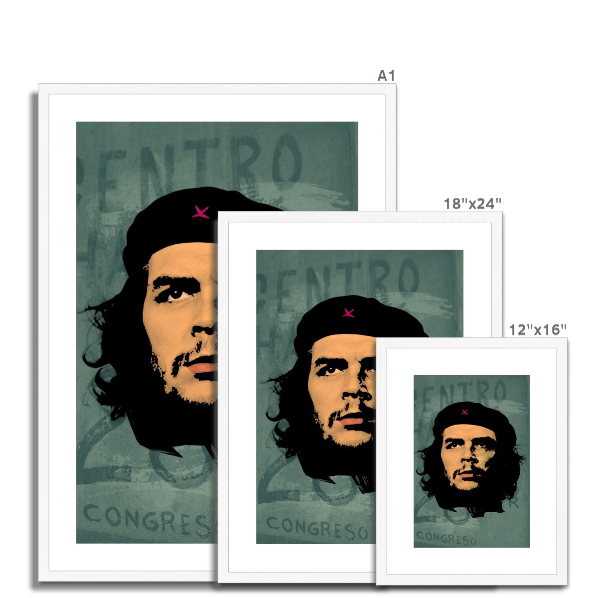 Che Green Framed & Mounted Print