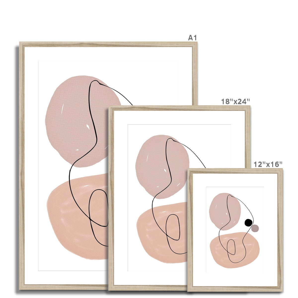 Soft Abstract Shapes Beige Framed & Mounted Print