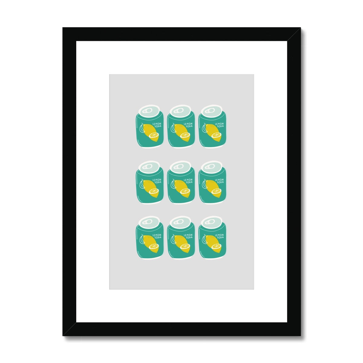 Lemon Soda Cans Framed & Mounted Print