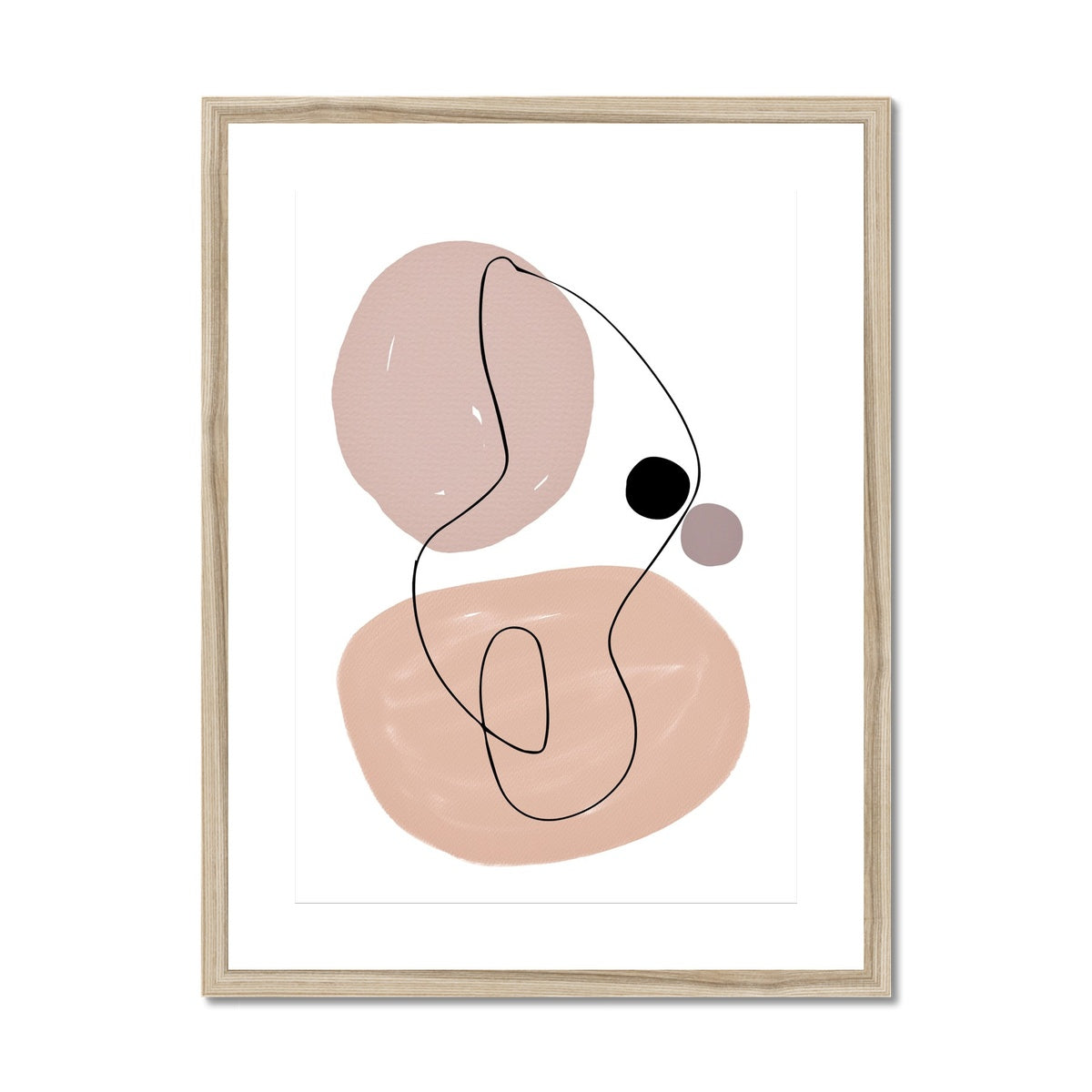 Soft Abstract Shapes Beige Framed & Mounted Print