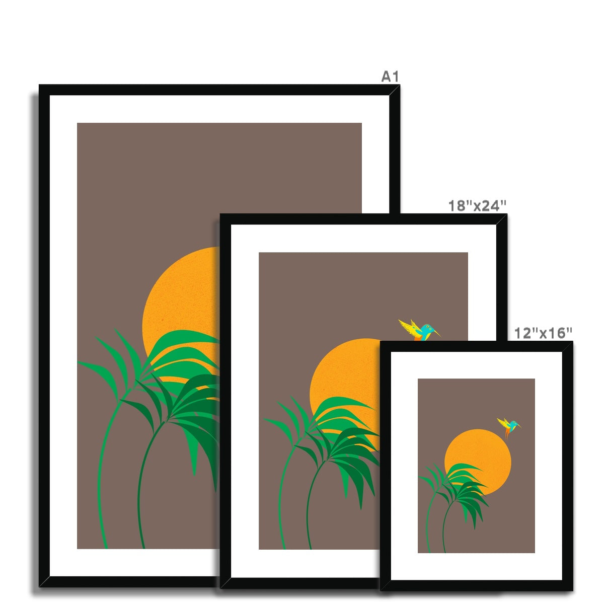 Hummingbirds Framed & Mounted Print