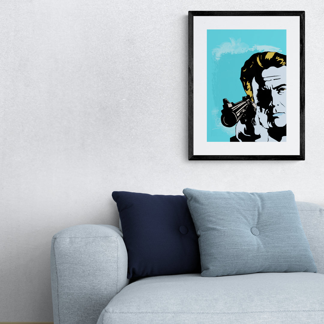 Dirty Harry Blue Framed & Mounted Print