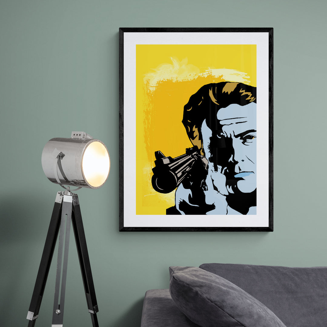Dirty Harry Yellow Framed & Mounted Print