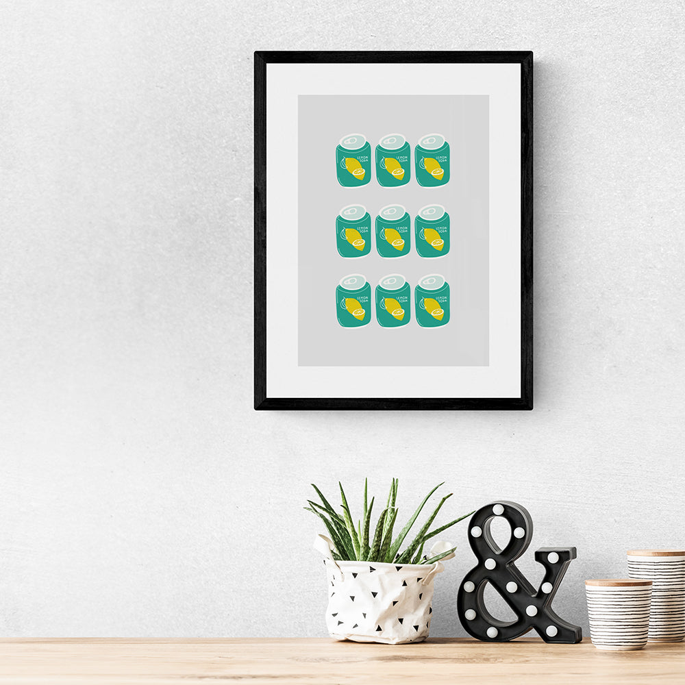 Lemon Soda Cans Framed & Mounted Print