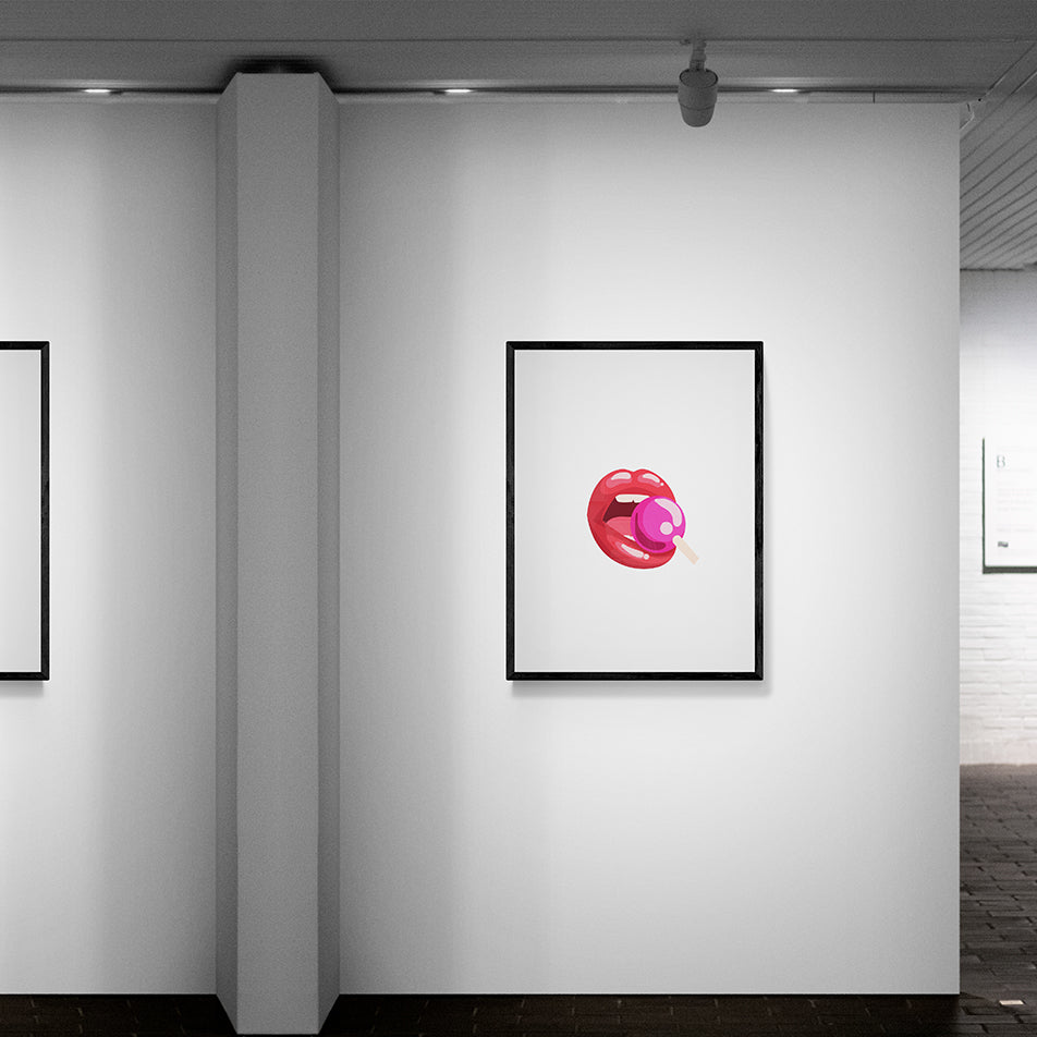 Lollipop Lips White Framed & Mounted Print
