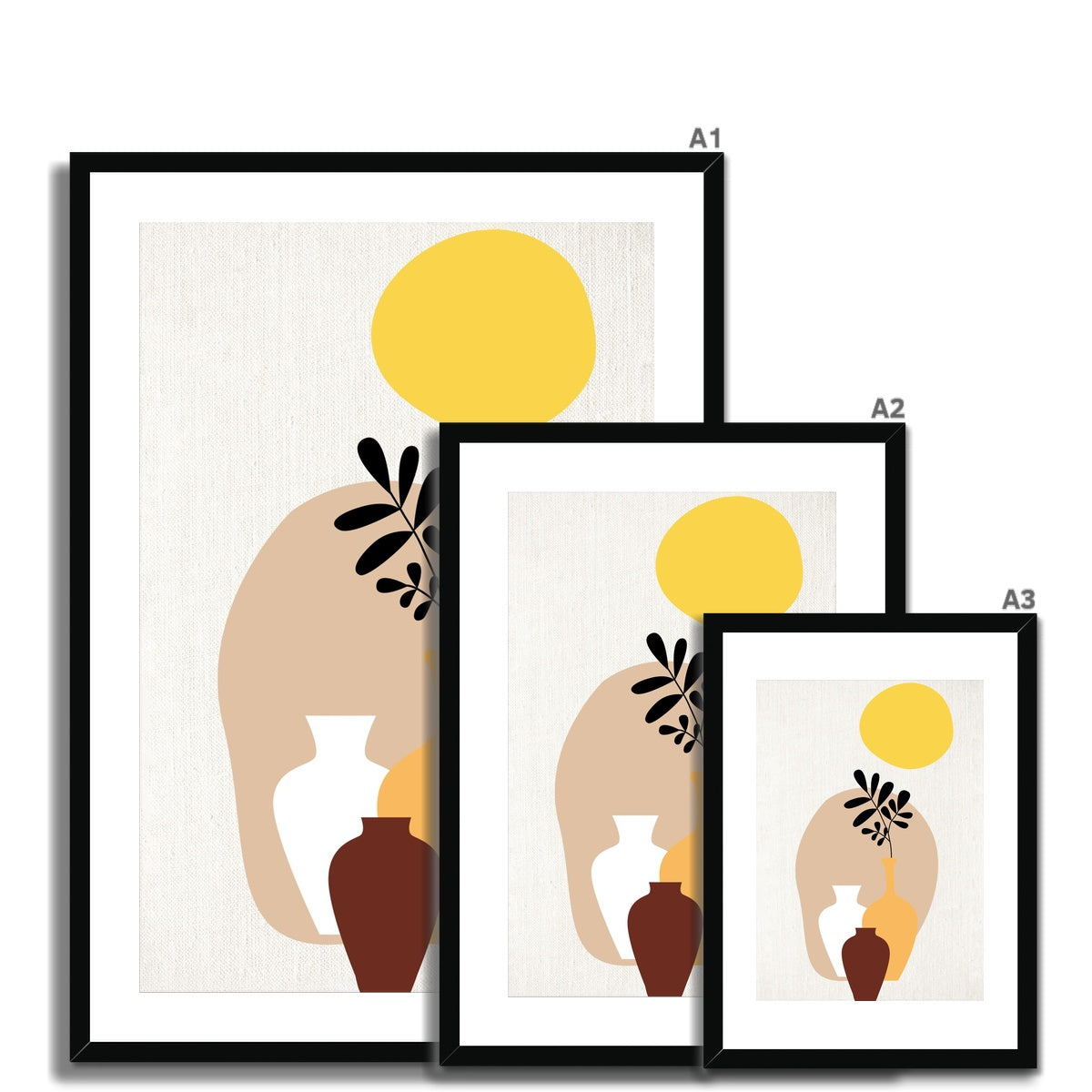 Vases and Sun Framed & Mounted Print
