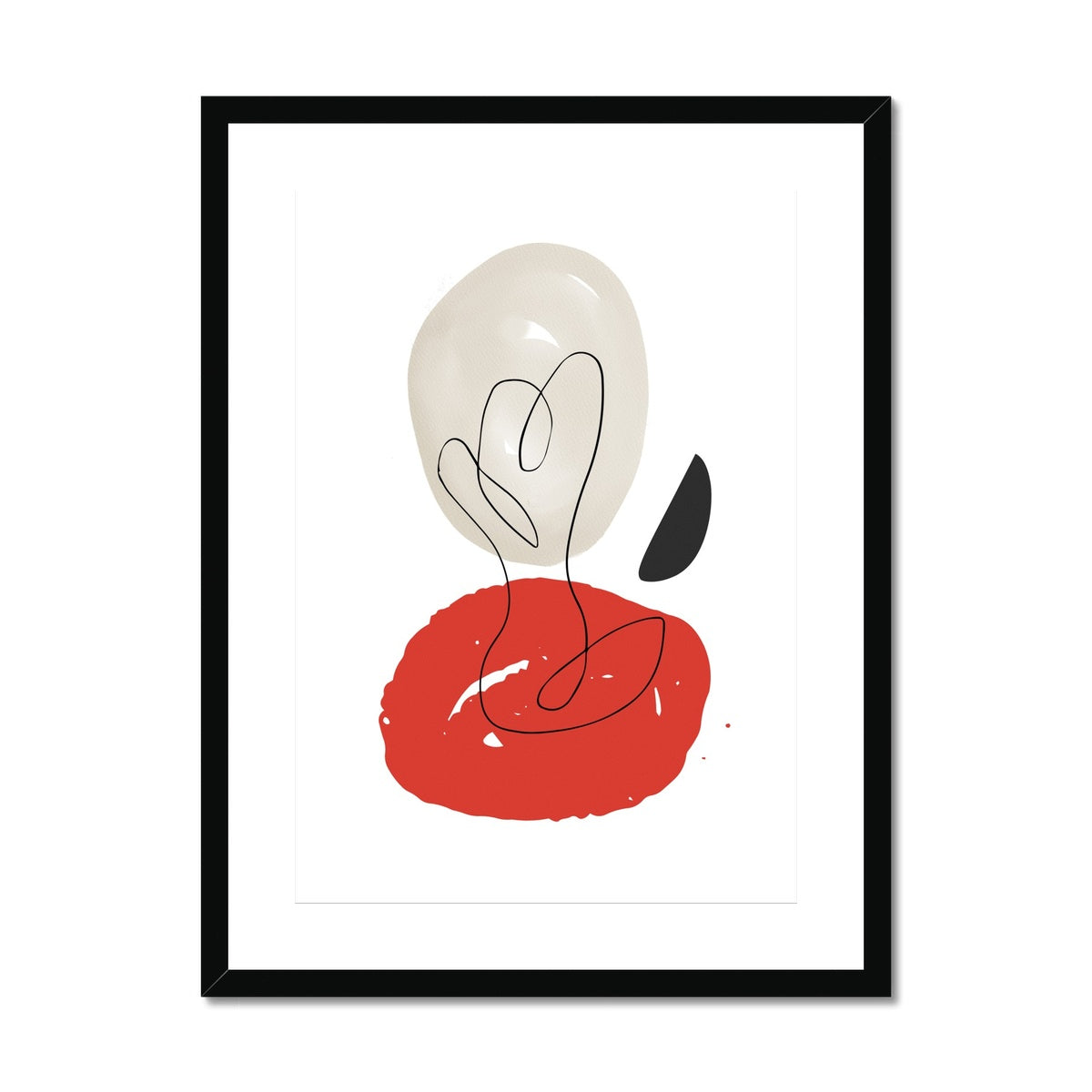 Soft Abstract Shapes Red & Beige Framed & Mounted Print