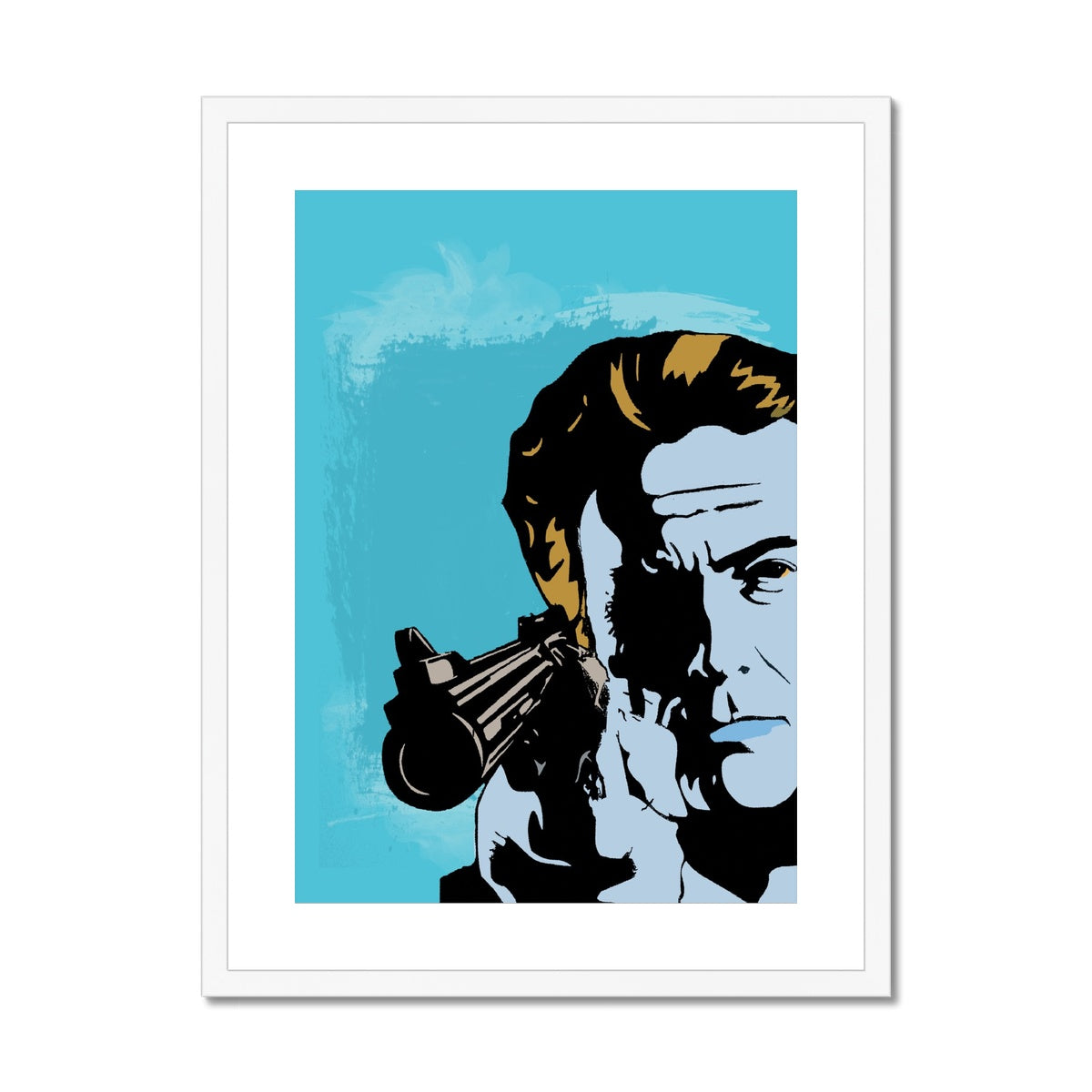 Dirty Harry Blue Framed & Mounted Print