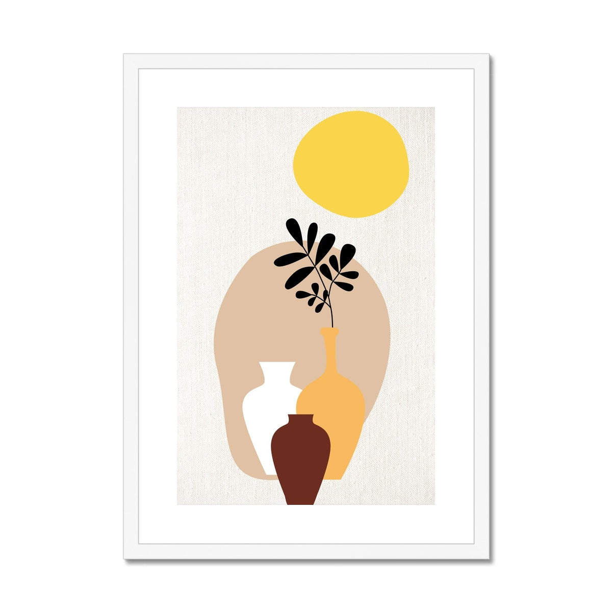 Vases and Sun Framed & Mounted Print
