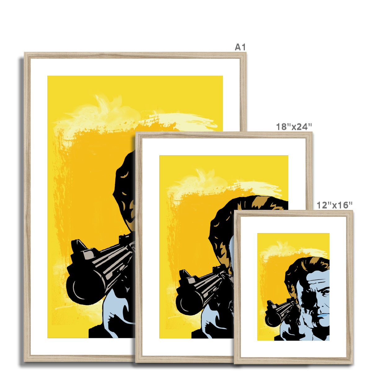 Dirty Harry Yellow Framed & Mounted Print