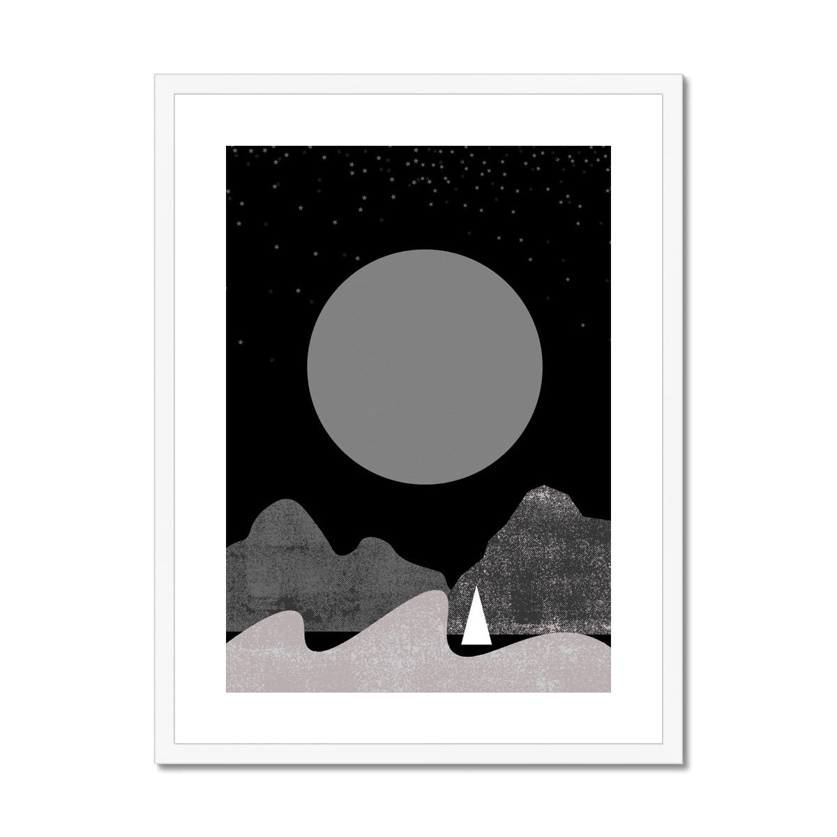 Moon & Yacht Framed & Mounted Print