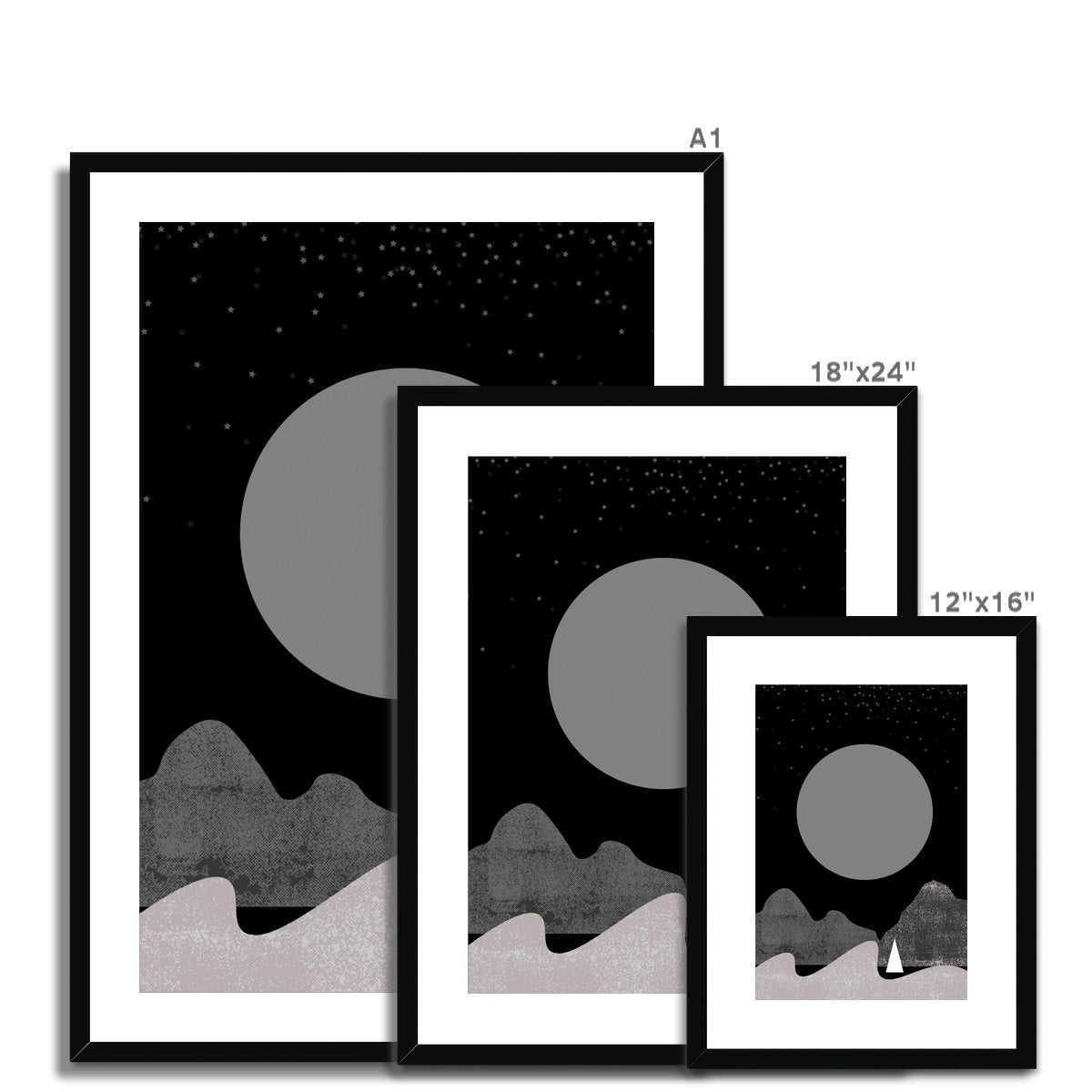 Moon & Yacht Framed & Mounted Print