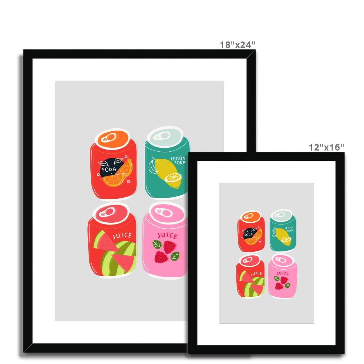 Soda Cans Collection Framed & Mounted Print