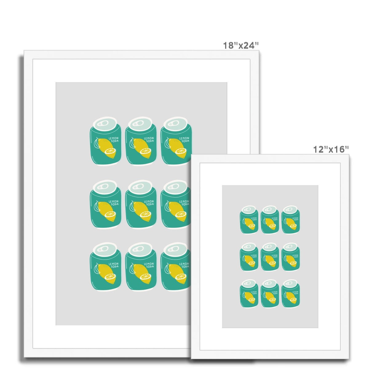 Lemon Soda Cans Framed & Mounted Print