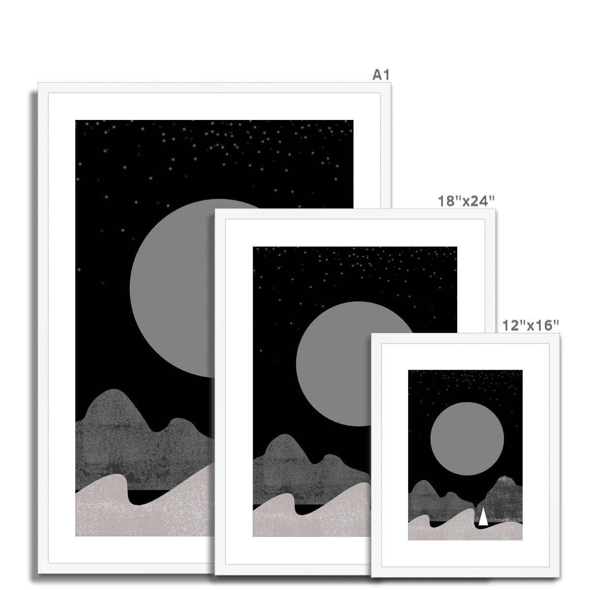 Moon & Yacht Framed & Mounted Print