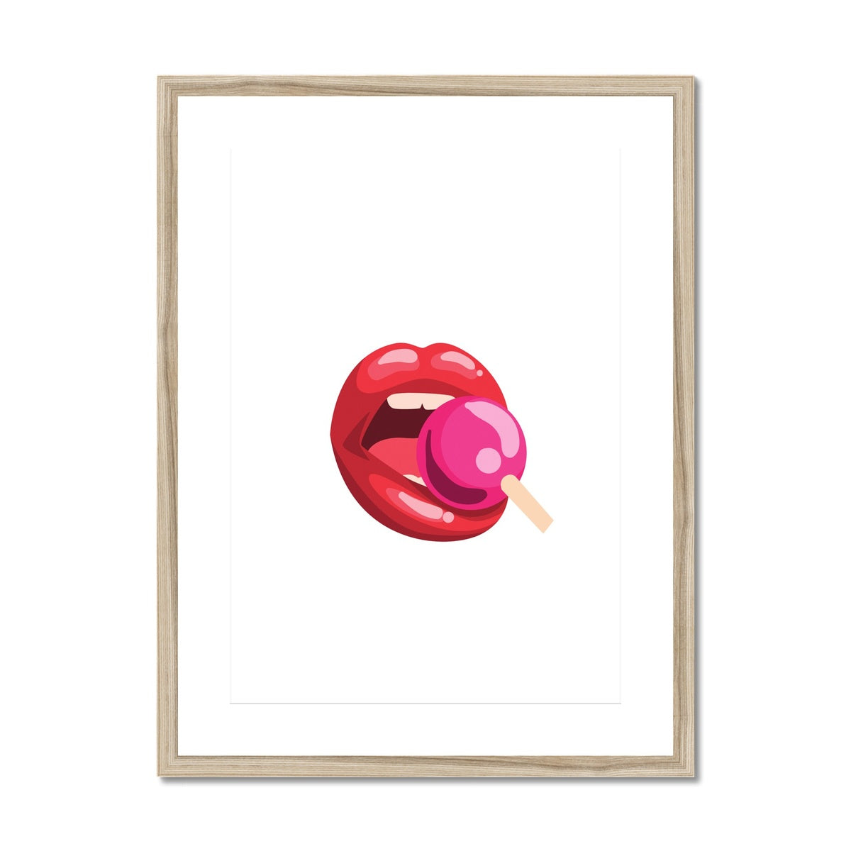 Lollipop Lips White Framed & Mounted Print