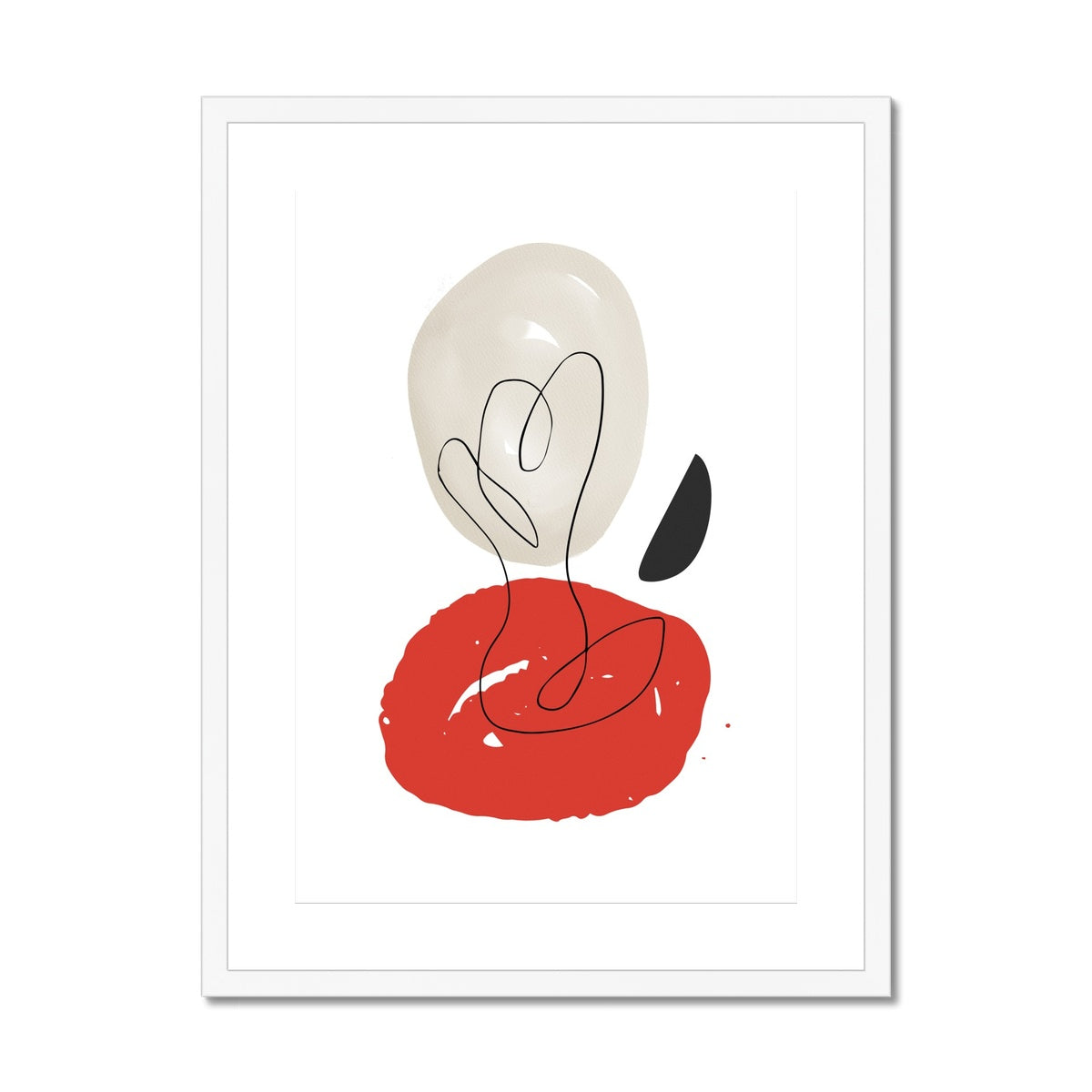 Soft Abstract Shapes Red & Beige Framed & Mounted Print