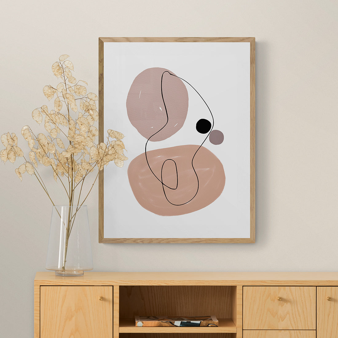 Soft Abstract Shapes Beige Framed & Mounted Print