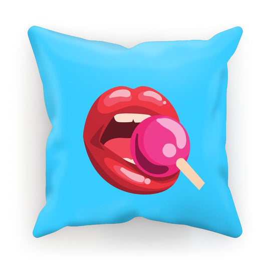 Lollipop Lips Blue Cushion