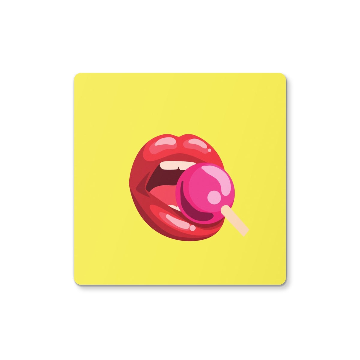 Lollipop Lips yellow Coaster