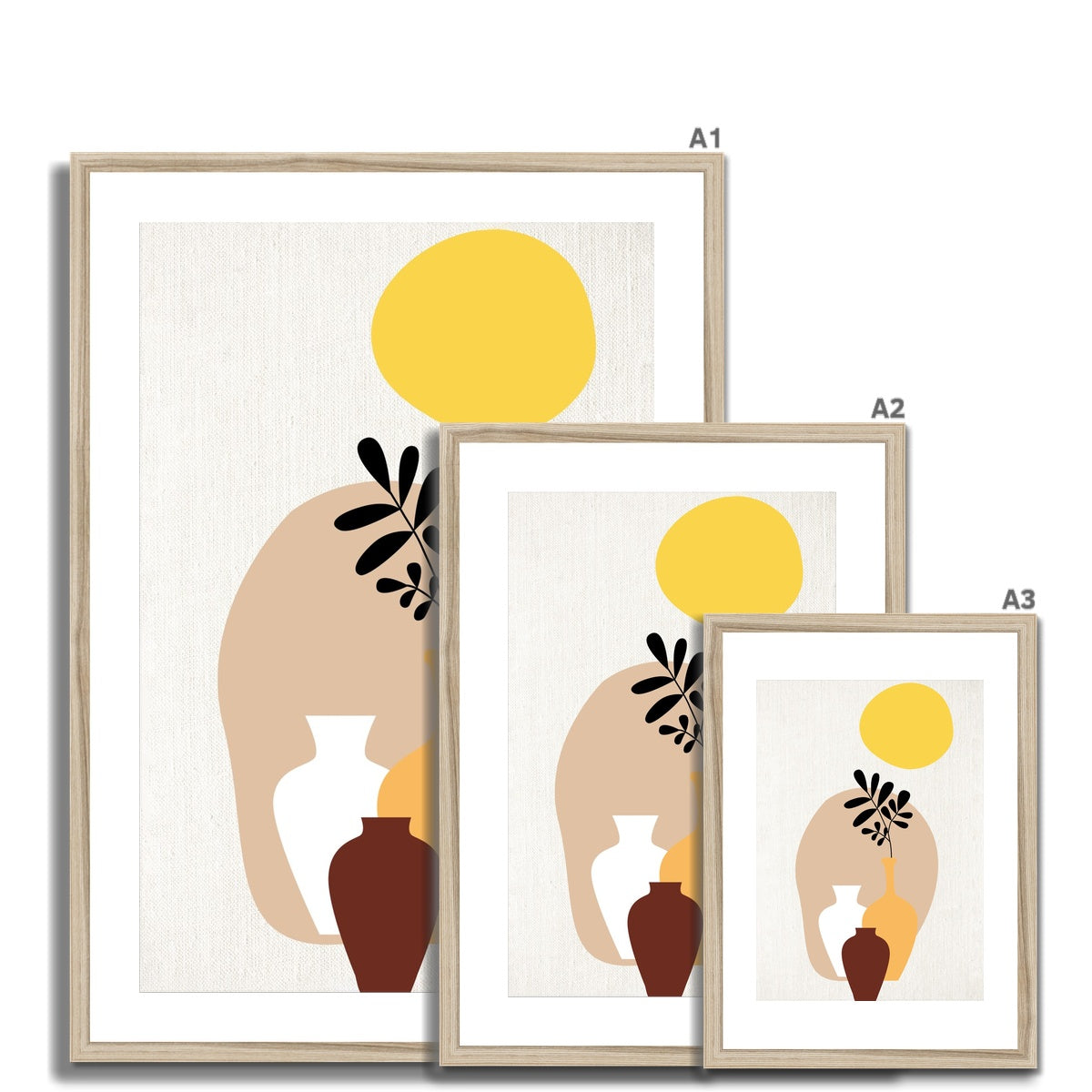 Vases and Sun Framed & Mounted Print