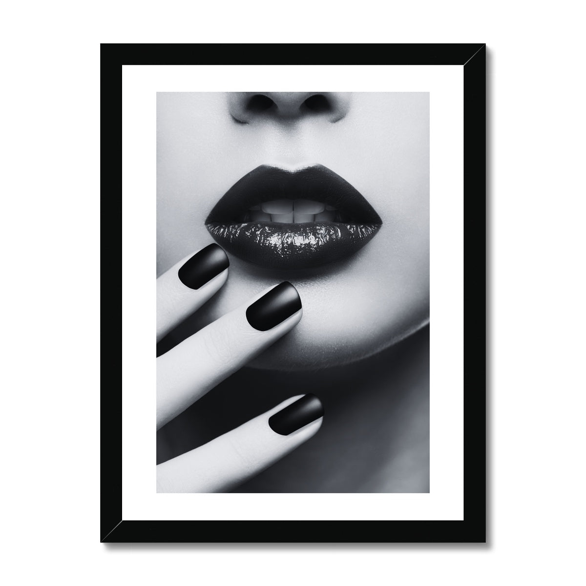 Lips Noir Framed Print
