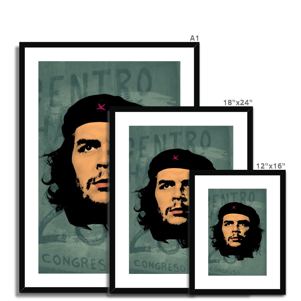 Che Green Framed & Mounted Print
