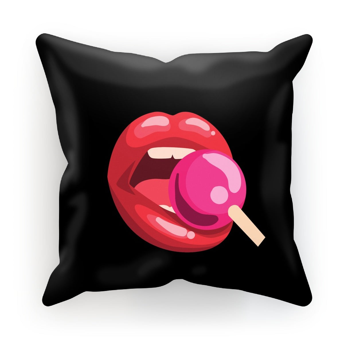 Lollipop Lips Black Cushion