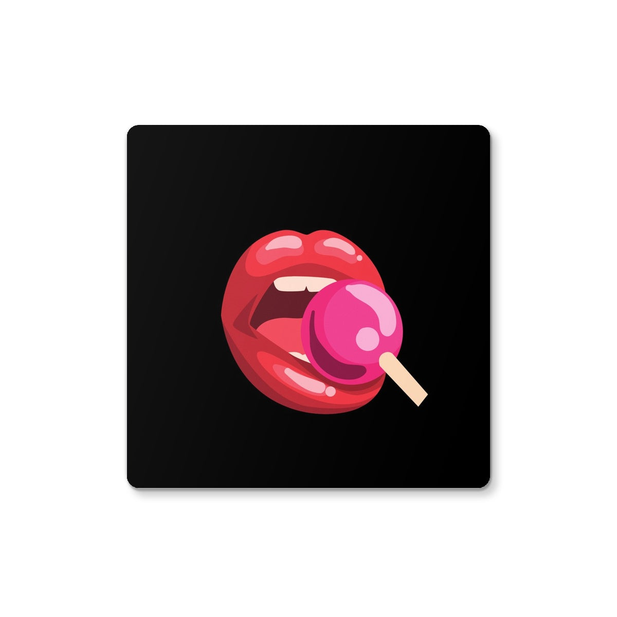 Lollipop Lips black Coaster