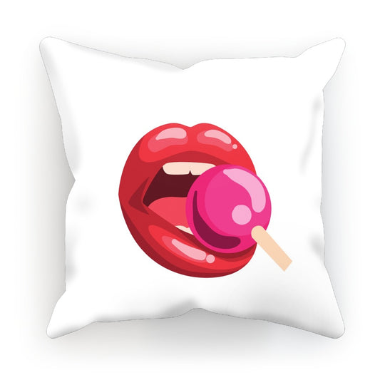Lollipop Lips White Cushion