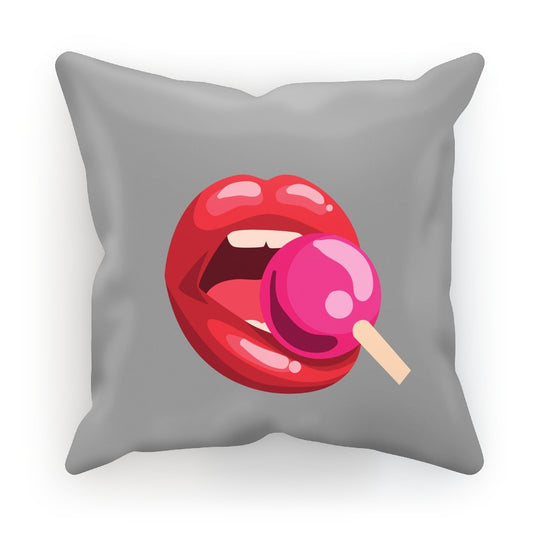 Lollipop Lips Grey Cushion