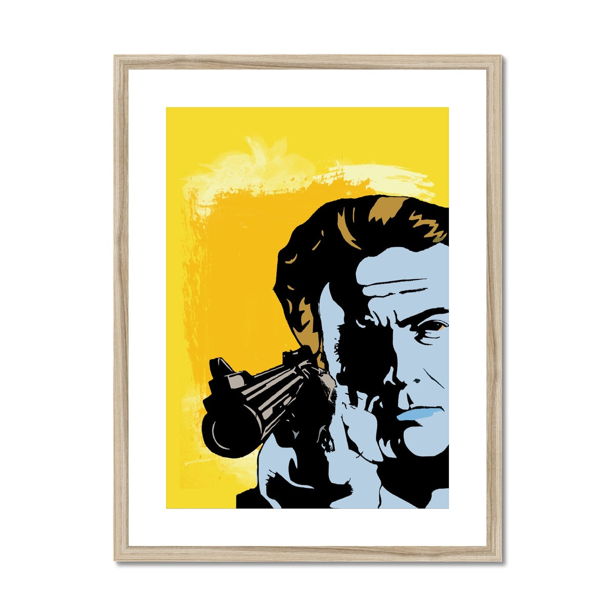 Dirty Harry Yellow Framed & Mounted Print
