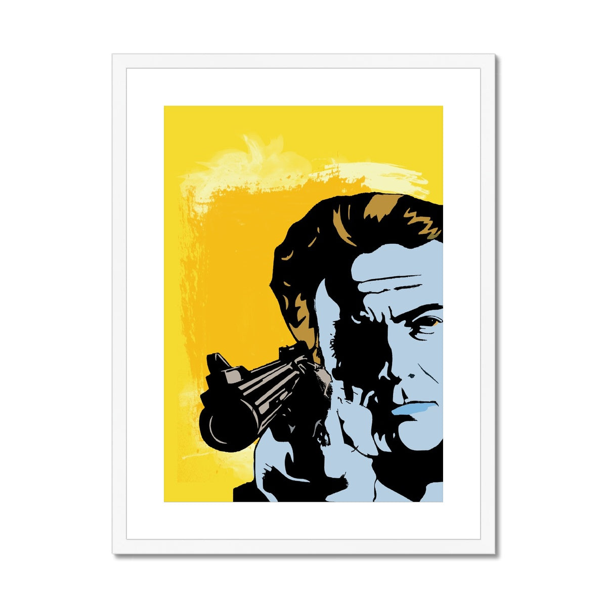 Dirty Harry Yellow Framed & Mounted Print