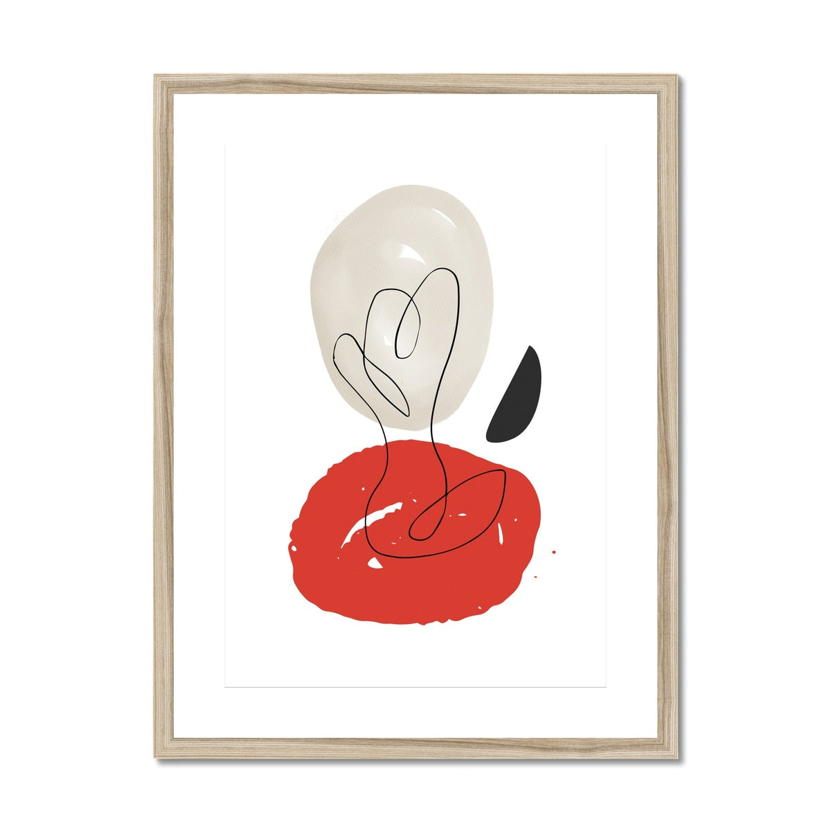 Soft Abstract Shapes Red & Beige Framed & Mounted Print