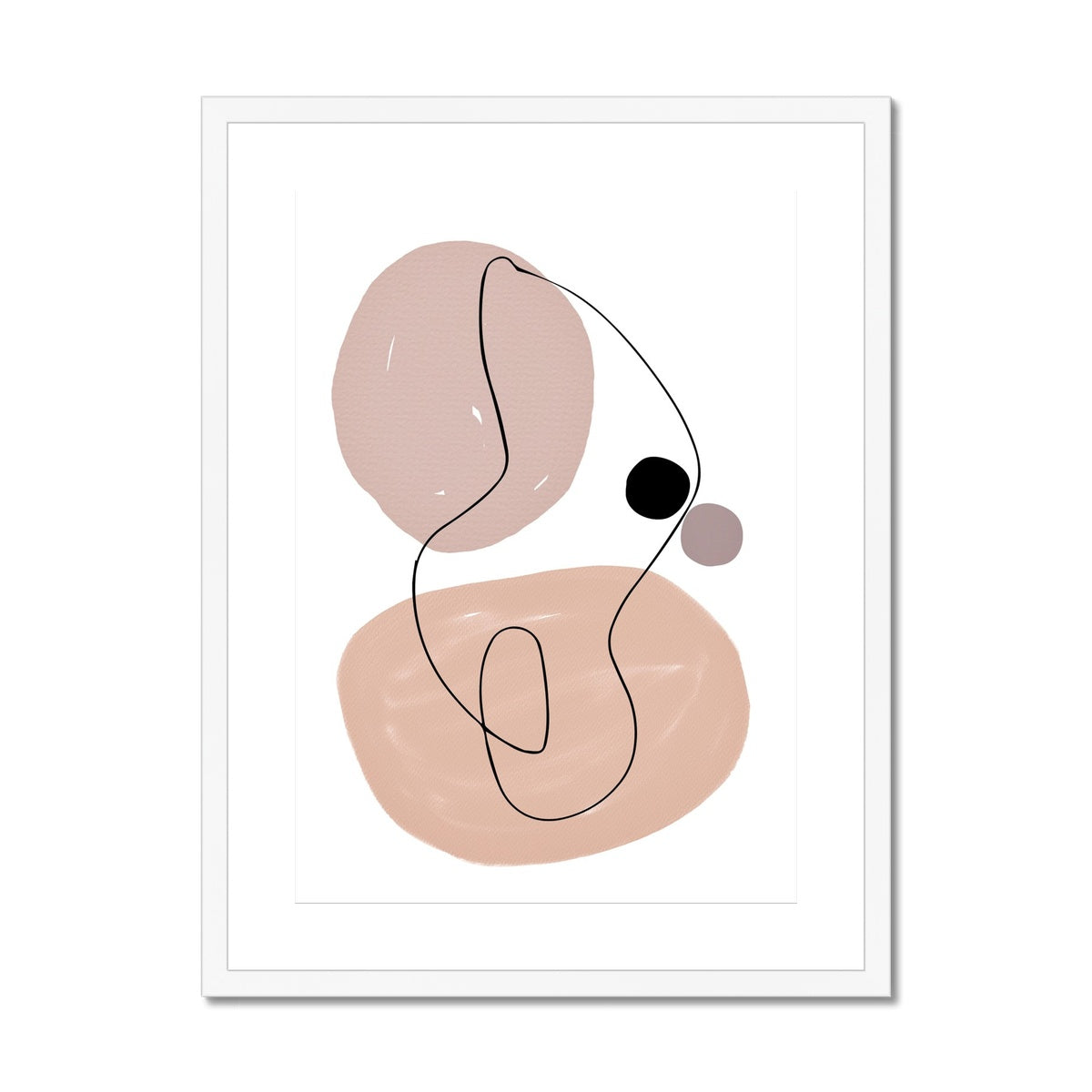 Soft Abstract Shapes Beige Framed & Mounted Print