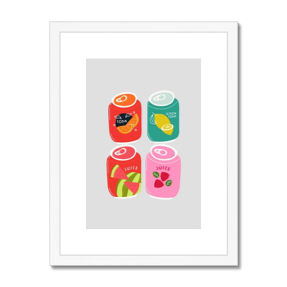 Soda Cans Collection Framed & Mounted Print
