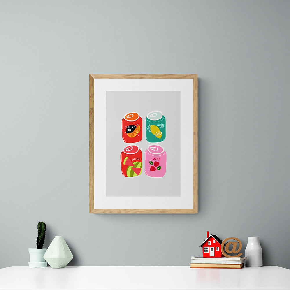 Soda Cans Collection Framed & Mounted Print